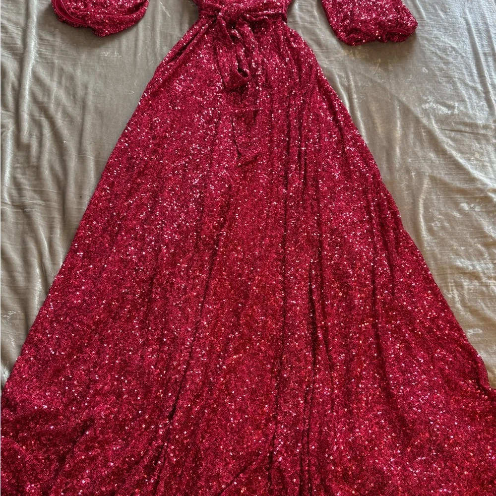 Jovani Raspberry Sequin Dress - Picture 3 of 7